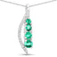 Colgante de Esmeralda Zambiana Genuina de 0.34 Quilates y Diamante Blanco en Oro Blanco de 14K