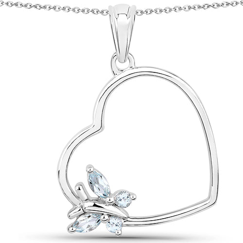 0.25 Carat Genuine Blue Topaz Sterling Silver Pendant
