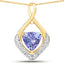 0.96 Carat Genuine Tanzanite and White Topaz Pendant in Sterling Silver