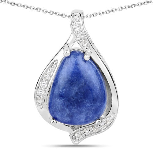 Colgante de Aventurina Azul de 2.39 Quilates y Topacio Blanco en Plata Esterlina