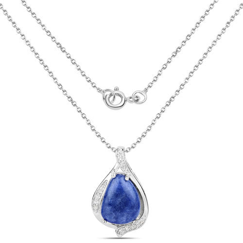 Colgante de Aventurina Azul de 2.39 Quilates y Topacio Blanco en Plata Esterlina