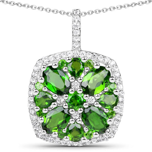 Pendentif en chrome diopside véritable de 3,25 carats et zircon blanc