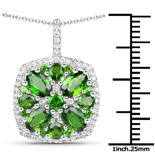 Pendentif en chrome diopside véritable de 3,25 carats et zircon blanc