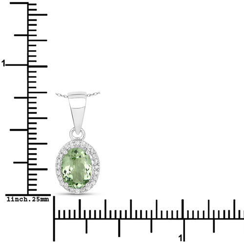 Pendentif en or blanc 14K avec tourmaline verte de 1,27 carat et diamants