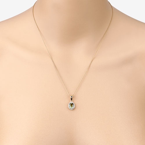 Pendentif en or 14K avec tourmaline verte et diamants de 1,27 carat