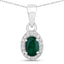 Colgante de Esmeralda Zambiana y Diamante Blanco de 0.81 Quilates en Oro Blanco de 14K