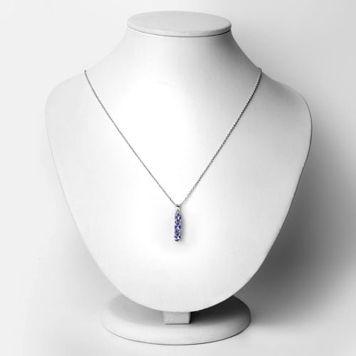 1.11 Carat Genuine Tanzanite & Diamond Pendant in Sterling Silver