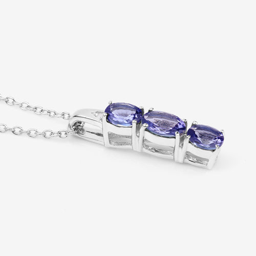 1.11 Carat Genuine Tanzanite & Diamond Pendant in Sterling Silver