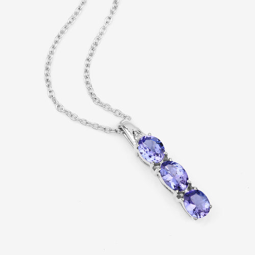 1.11 Carat Genuine Tanzanite & Diamond Pendant in Sterling Silver