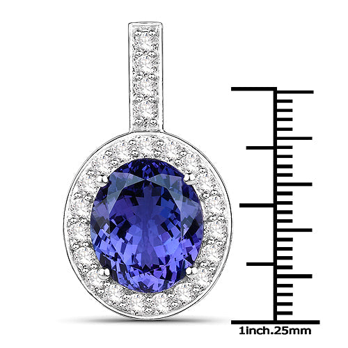 Pendentif en or blanc 18K avec tanzanite et diamants de 10,15 carats