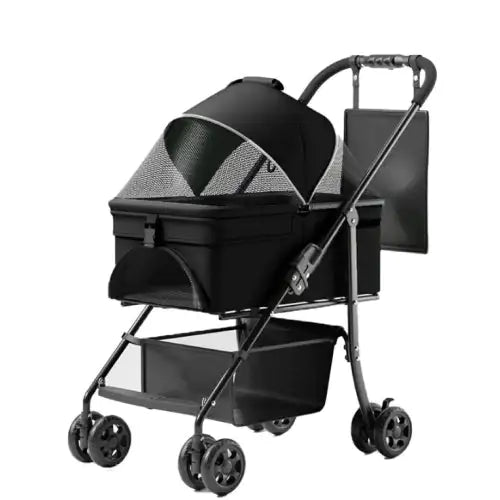 Poussette pour chien 2 en 1 pliable avec transporteur amovible