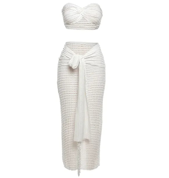 Women's Lace Tube Top Vest and Long Skirt Set