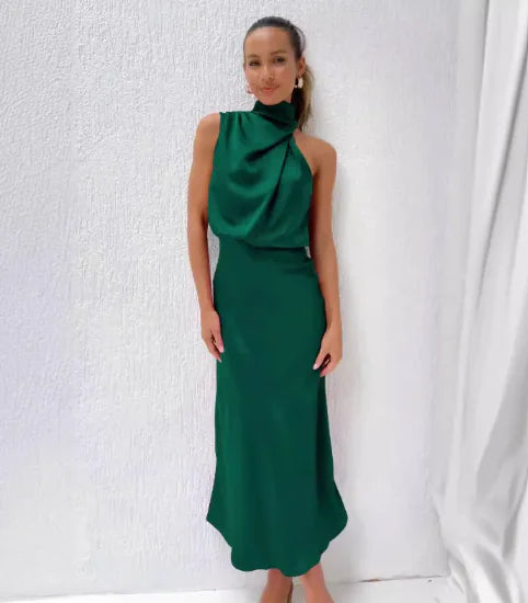 Elegant Women's Maxi Dress in Luxurious Satin