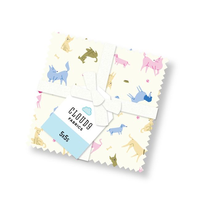Cuadrados de Tela de Perros Juguetones 5x5 - 42 Piezas