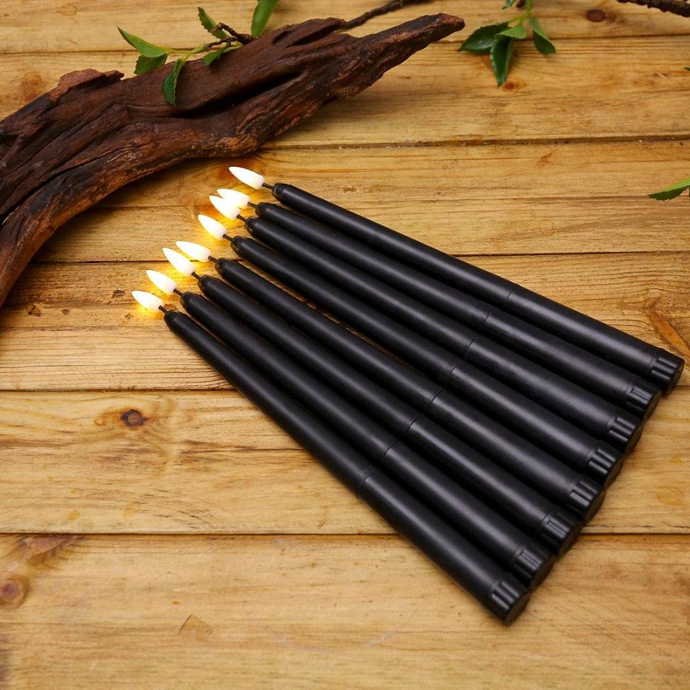 Pack of 6 Black LED Flameless Taper Candles