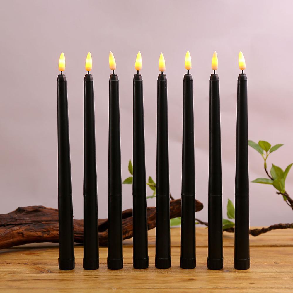Pack of 6 Black LED Flameless Taper Candles