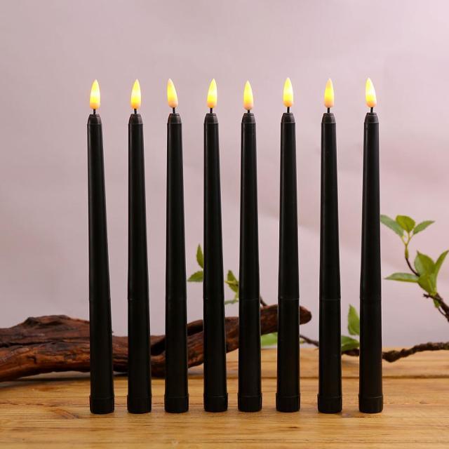 Pack of 6 Black LED Flameless Taper Candles