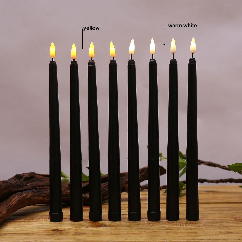 Pack of 6 Black LED Flameless Taper Candles