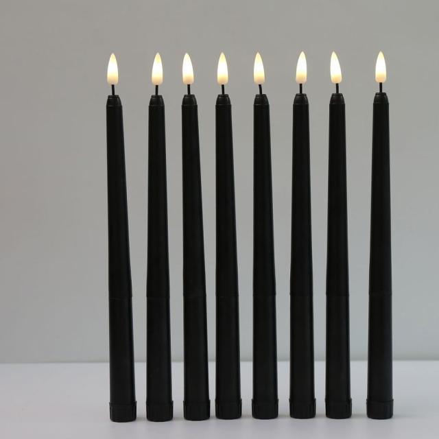Pack of 6 Black LED Flameless Taper Candles