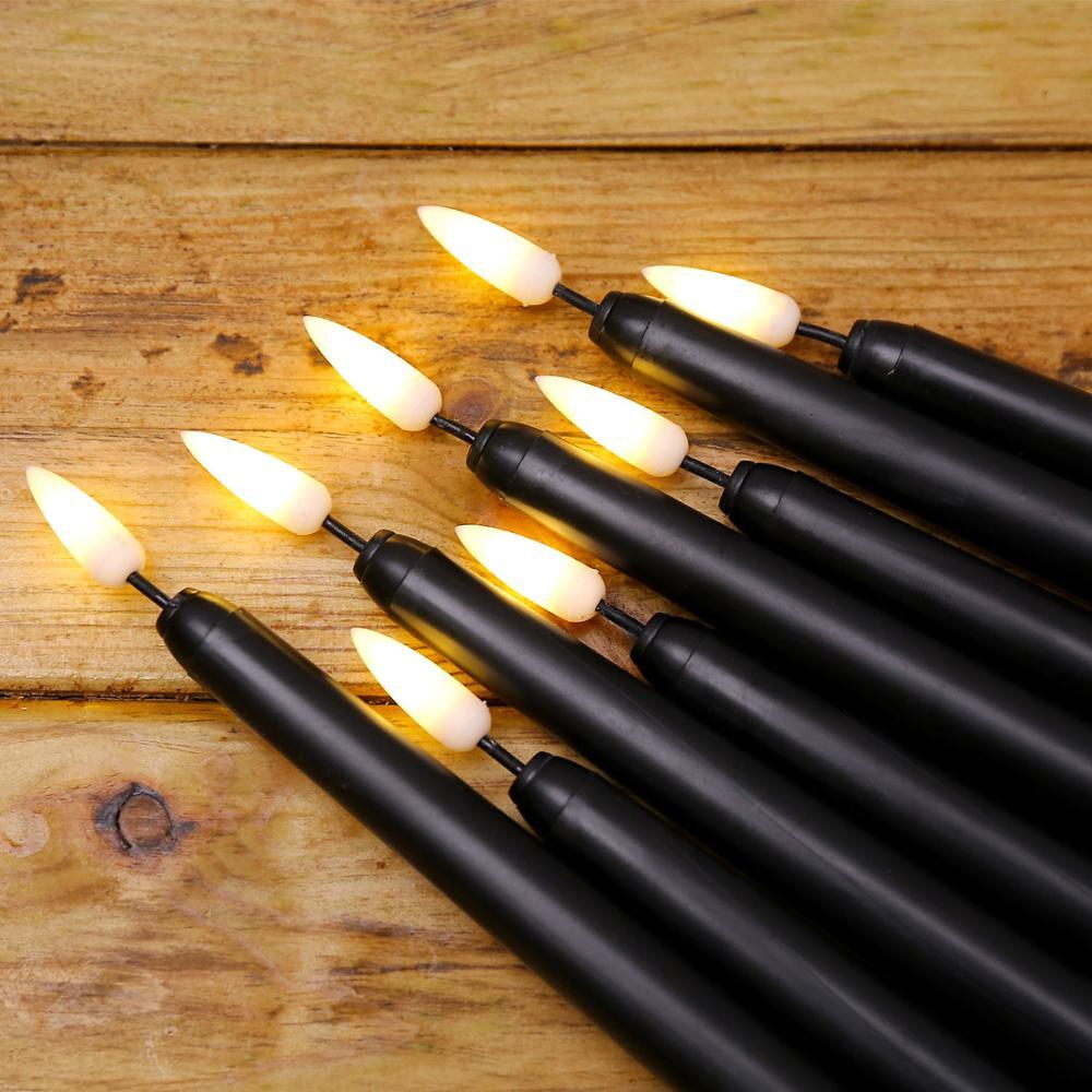 Pack of 6 Black LED Flameless Taper Candles
