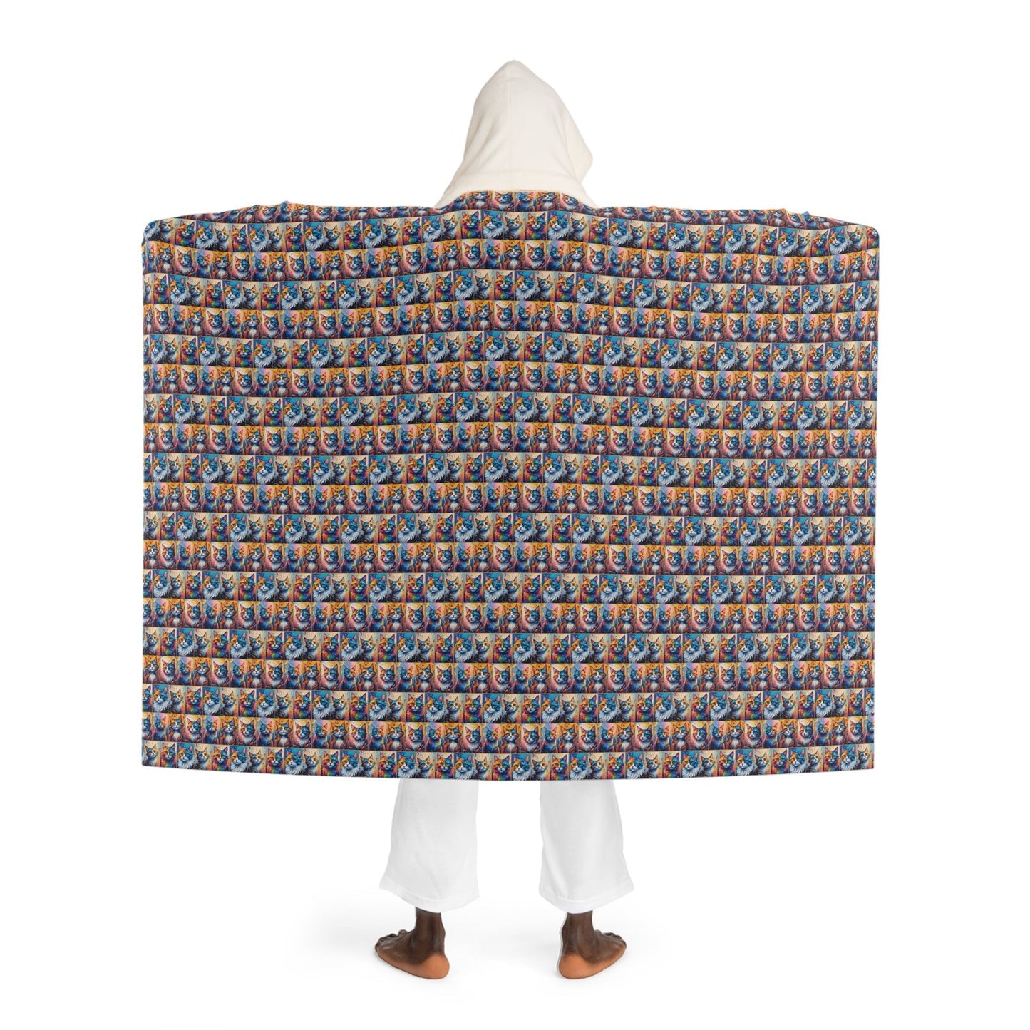 Painted Kitties Hooded Sherpa Fleece Blanket