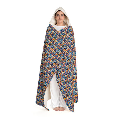 Painted Kitties Hooded Sherpa Fleece Blanket