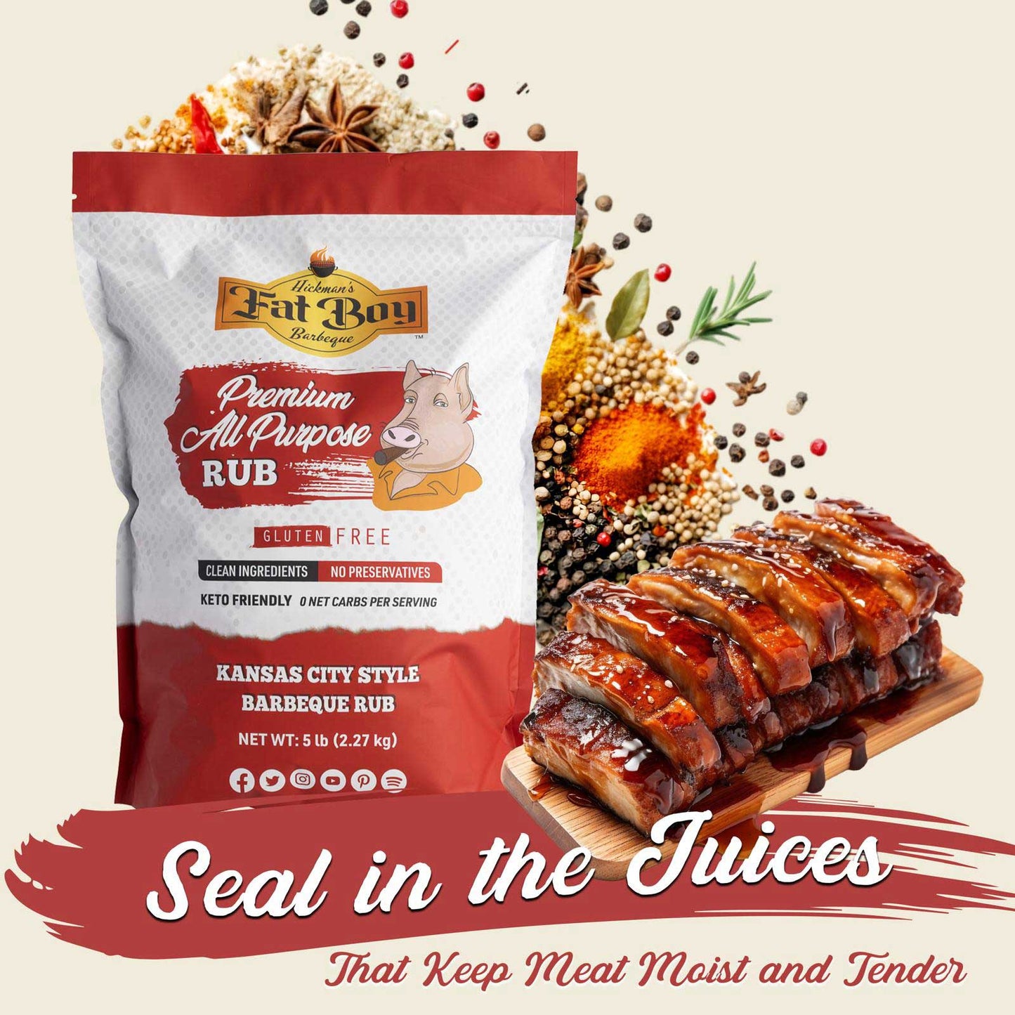 Rub BBQ tout usage sans gluten premium - 5 lb