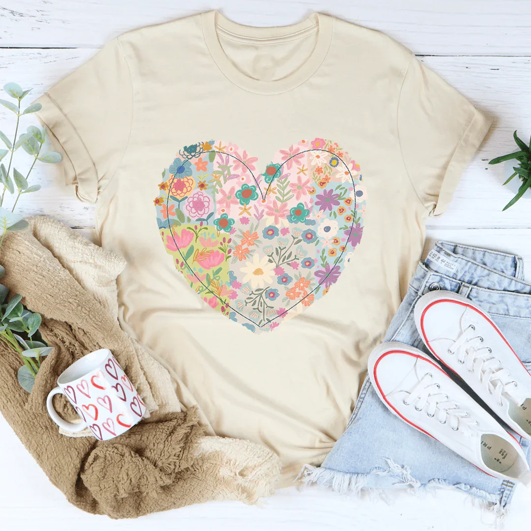 Patch Work Floral Heart T-Shirt