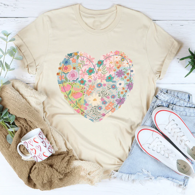Patch Work Floral Heart T-Shirt