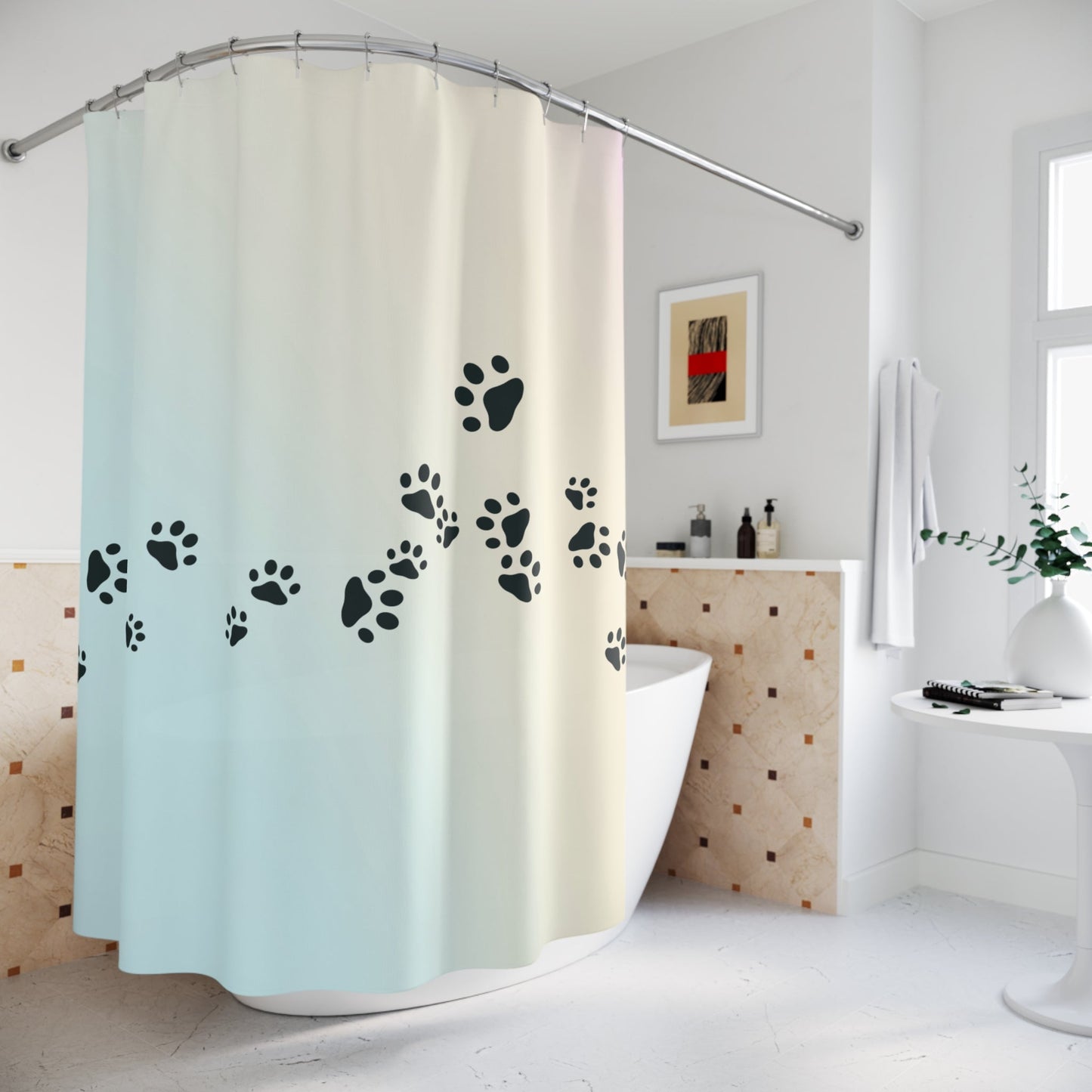 Cortina de Ducha con Huellas de Patas - Perfecta para Amantes de las Mascotas