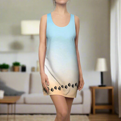 Paw Print Women's Racerback Dress - Perfect for Cat Lovers