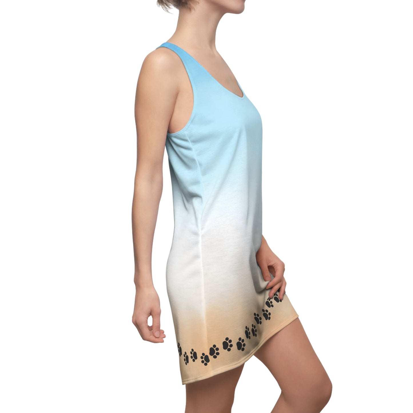 Vestido sin mangas con estampado de patas de perro para mujeres - Perfecto para amantes de los gatos