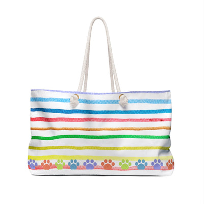 Paw Prints on Stripes Weekender Bag