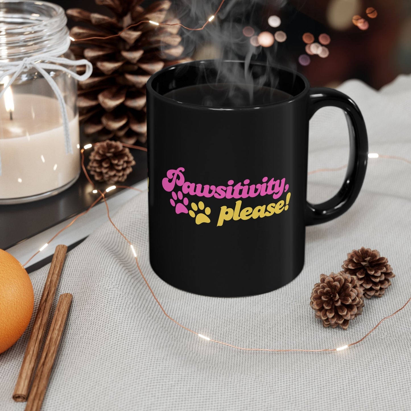Mug Pawsitivity | Tasse noire pour les amoureux des chiens