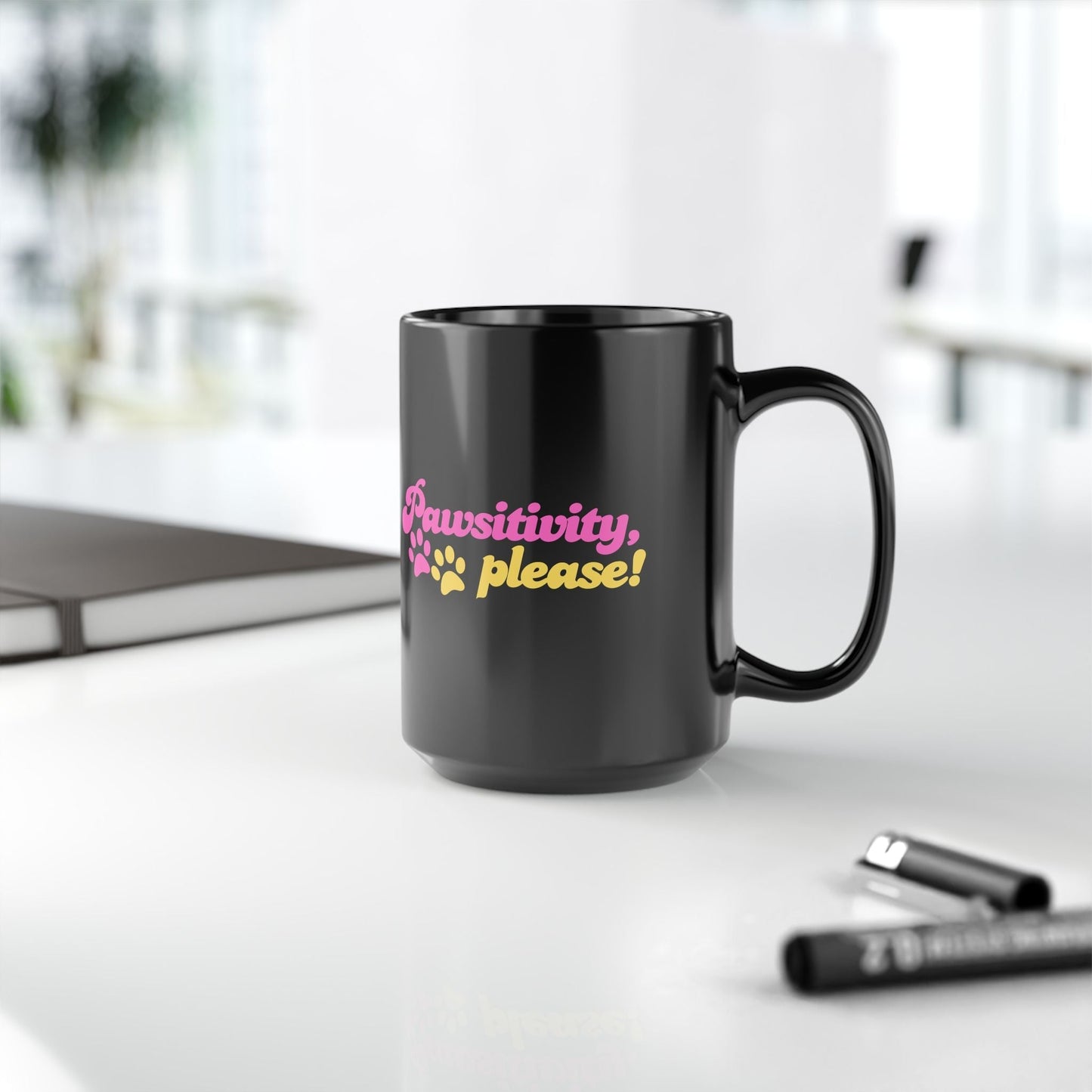 Mug Pawsitivity | Tasse noire pour les amoureux des chiens