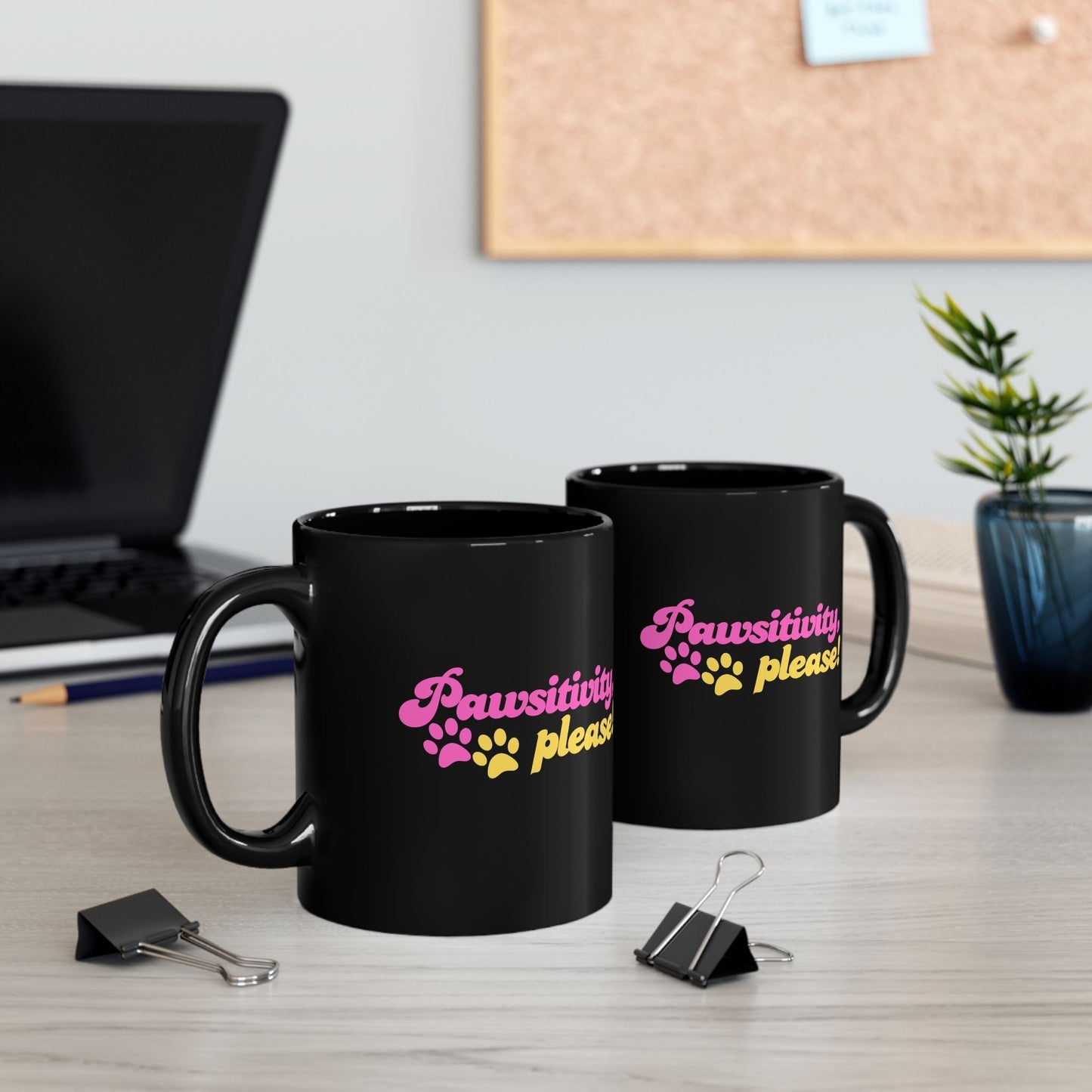 Mug Pawsitivity | Tasse noire pour les amoureux des chiens