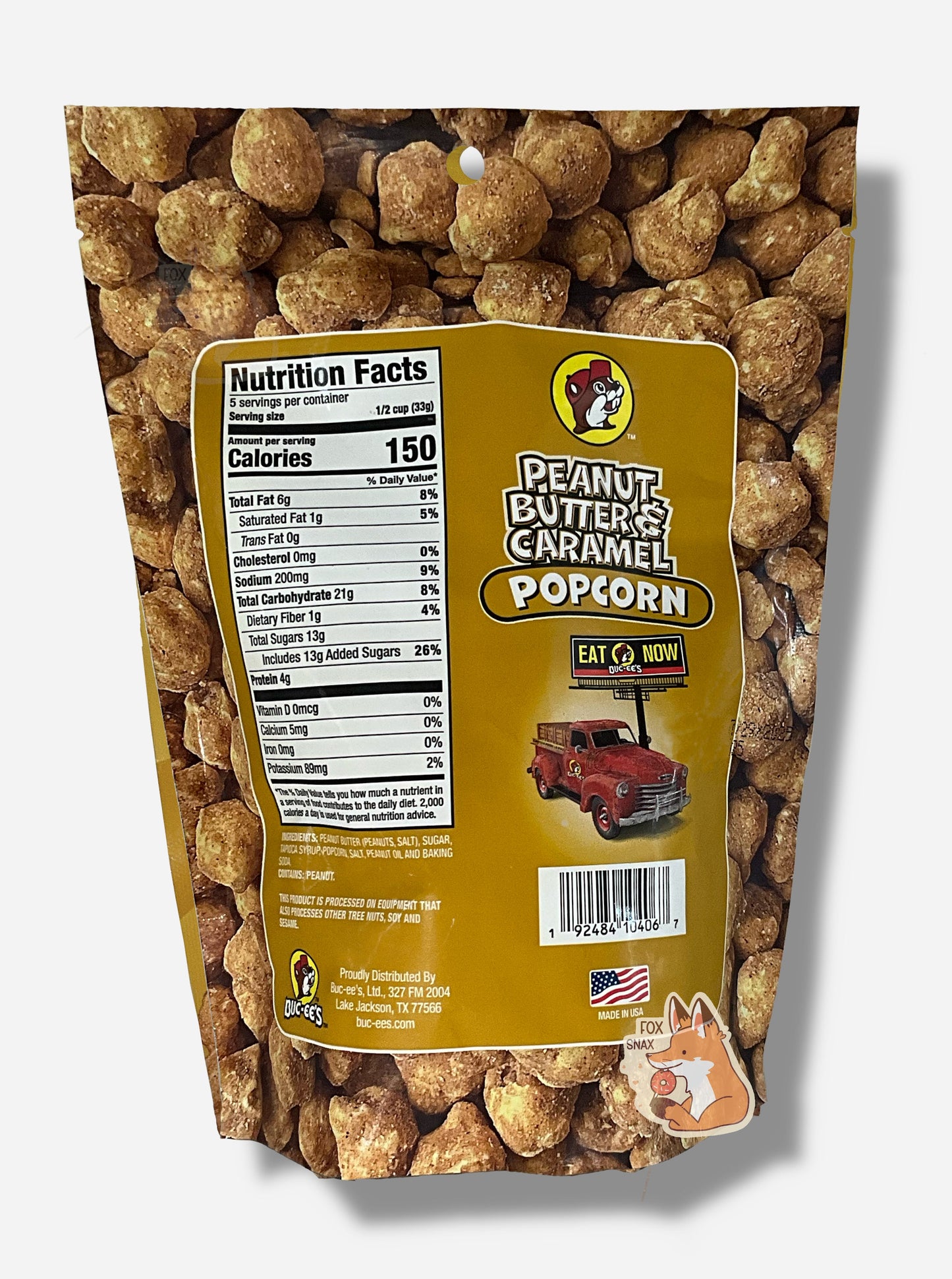 Palomitas de Maíz con Mantequilla de Maní y Caramelo de Buc-ee's