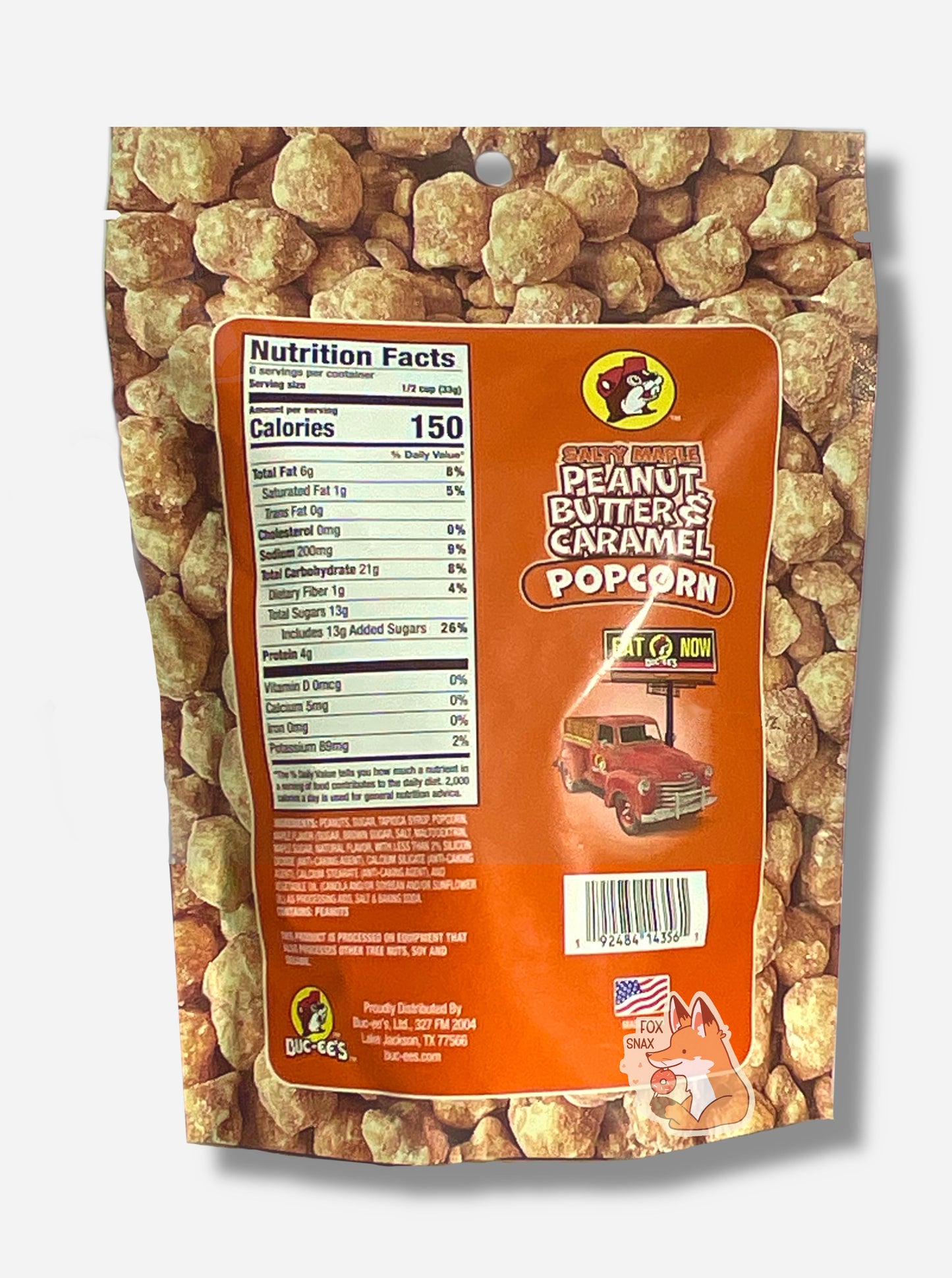 Popcorn au caramel et beurre de cacahuète salé à l'érable de Buc-ee's