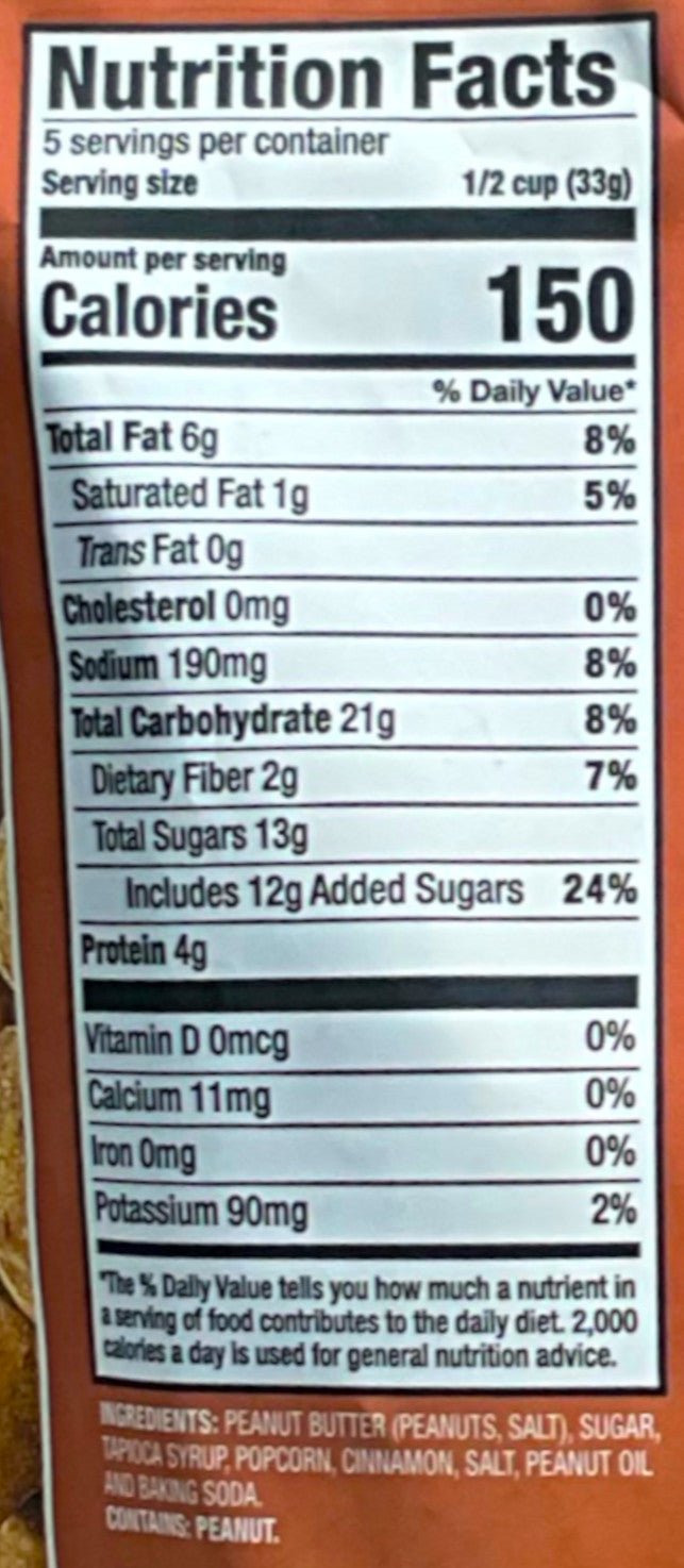 Palomitas de maíz con mantequilla de maní y caramelo de Buc-ee's con canela
