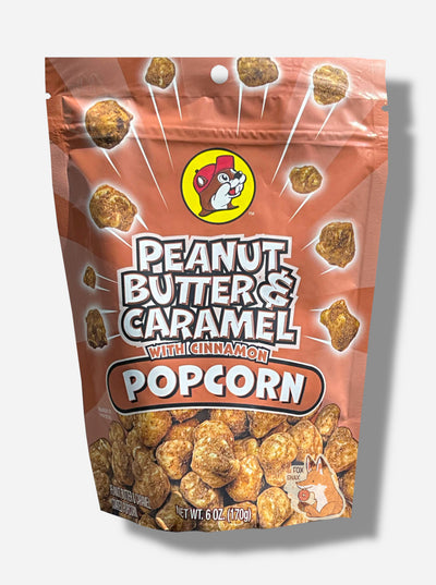 Palomitas de maíz con mantequilla de maní y caramelo de Buc-ee's con canela
