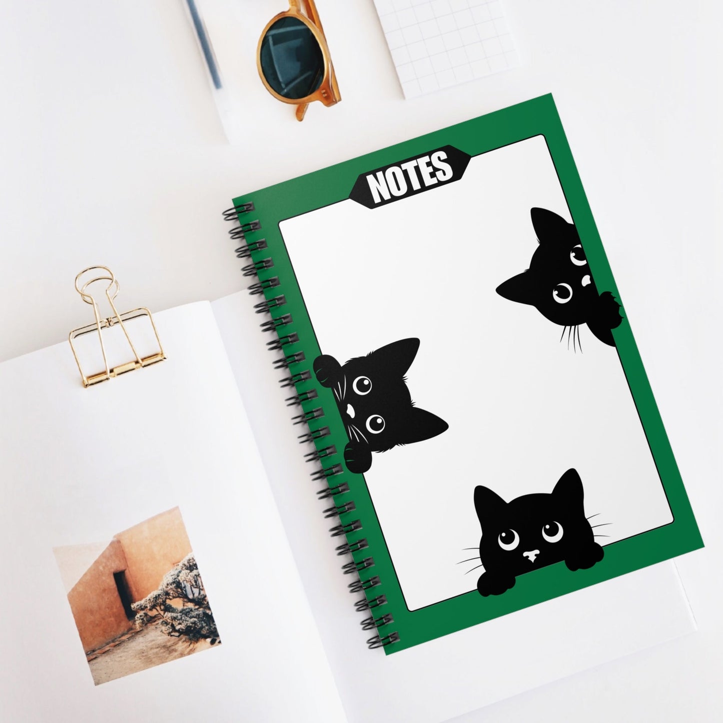 Cahier à spirale Peeky Kitties pour étudiants et amoureux des chats