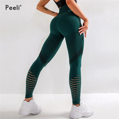 Peeli High Waist Seamless Leggings Yoga Pants Push Up Fitness Tight Workout Tummy Control Gym Leggings Athletic Pants Sportswear - Korvel