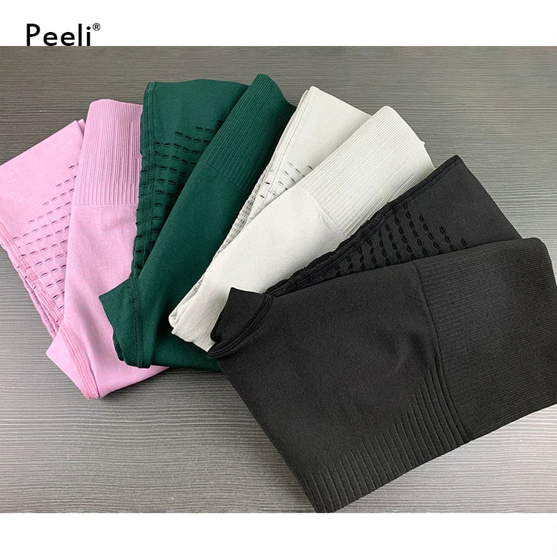 Peeli High Waist Seamless Leggings Yoga Pants Push Up Fitness Tight Workout Tummy Control Gym Leggings Athletic Pants Sportswear - Korvel