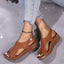Peep Toe Cutout Wedge Sandals - Korvel