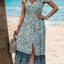 Perfee Backless Slit Printed Short Sleeve Dress - Korvel
