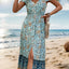 Perfee Backless Slit Printed Short Sleeve Dress - Korvel