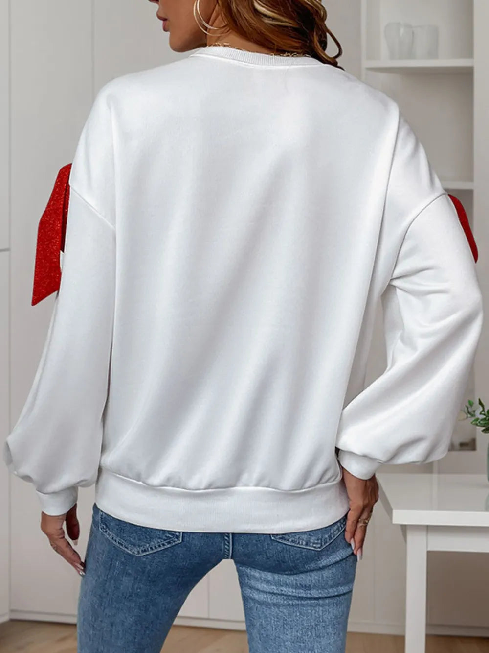 Sweatshirt à col rond à manches longues Perfee Bow