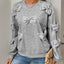 Perfee Bow Round Neck Long Sleeve Sweatshirt - Korvel