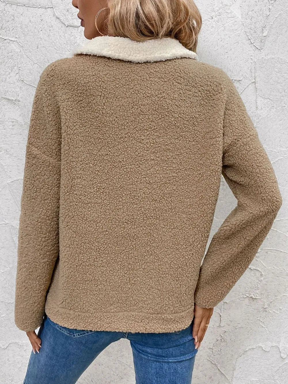 Perfee Contrast Half Zip Long Sleeve Sweatshirt - Korvel