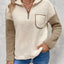 Perfee Contrast Half Zip Long Sleeve Sweatshirt - Korvel